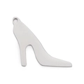 Ciondolo a forma di scarpa con tacco alto in metallo argentato lucido per gioielli - Stile Scarpa con Tacco Alto 18mm (KLJ5039-Z)