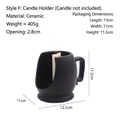 Matte black ceramic candlestick holder with side opening and handle for home decor - Matte Black - Style F Candle Holder