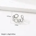 Silver chain-link open ring in polished steel with 0.75cm width and adjustable fit - Circular Link Design (195) / Steel