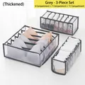 Grey 3-piece mesh drawer organizer set with 6, 7, and 11 compartments for underwear - Gray 3-Piece Set (6+7+11 Grids)