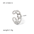 Polished silver stainless steel open chain ring, minimalist 7mm width geometric band - Adjustable Open / Hollow Chain Style (HF-J1342-S)