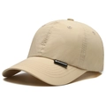 Quick-dry khaki sun hat with a black rubber label and reinforced brim stitching - Adjustable / Khaki