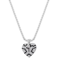 Silver hip-hop heart pendant necklace with 520 zircon stones and classic cross chain - White Gold