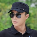 Men's black cotton cadet hat with sport metal badge for outdoor sun protection - Adjustable / Black