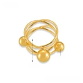 Detailed view of layered gold stacking ring with metal beads and size 7 dimensions - US 7 / Gold