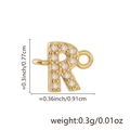 18k gold plated uppercase letter R pendant with zircon and DIY connecting rings - Letter R