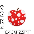 Detailed close-up of red polka dot apple embroidered patch measuring 6.4cm x 6.4cm - No.9 (Red Large Polka Dot Apple)