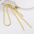 Adjustable golden metal bag chain strap with yellow leather and a slide ball charm - Yellow Leather Light Gold Chain + Grid Ball