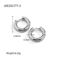 Polished silver stainless steel hoop earrings with 1.89cm diameter and 0.4cm width - Simple Smooth Hoop (JDE201777-3)