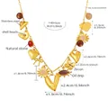 Golden stainless steel necklace with natural stones, shell beads and mixed charms - Gold Multi-Accessory Brown Eye Necklace (P812)