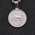 Silver Taurus coin necklace in durable stainless steel with detailed bull engraving - Taurus / Steel