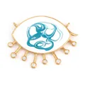 Gold plated evil eye jewelry connector with blue swirl enamel and clear rhinestones - Blue Texture Eye M9168641-Turquis