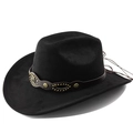 Classic black faux suede cowboy hat with studded leather band and wide curved brim - M(56-58cm) / Black