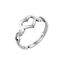 Anello cuore traforato in acciaio inossidabile lucido con fascia aperta regolabile - Cuore Vuoto / Color Acciaio