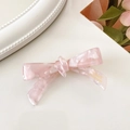 Pink marble acetate bow hair clip with gold France handmade logo for women - 4# Pink