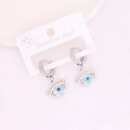 Silver stainless steel evil eye tassel drop earrings with blue eye center design - Round Evil Eye Style (1#)