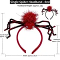 Funny red spider headband for Halloween party with metallic wire and plush legs - Red