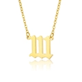 Golden Old English 111 angel number necklace with polished stainless steel finish - 111 Necklace / Gold