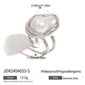 Wasserfester Edelstahlring mit großer Barockperle und offenem Doppelringband - Unregelmäßige Lava Silber / Silber