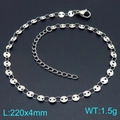 Cavigliera minimalista in acciaio inossidabile argento con catena a naso di maiale - Argento 4mm(KJ4626-ZJZL)