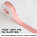 Champagne matte cotton ribbon, 2.5cm wide and 20 yards long for gift wrapping - Double-sided Matte Cotton / 2.5cm Wide * 20 Yards / Champagne