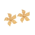 Goldene Ohrstecker mit fünf Blütenblättern und gebürsteter Metalloberflächendetail - Radiale Textur 5-Blütenblatt-Stil (4#)