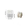 White silicone clover bubble candle mold and finished wax ball with size dimensions - Small Bubble (Wide Opening)