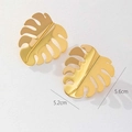 Golden 18K stainless steel monstera leaf earrings with high polish finish - 18K Gold