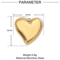 Detailed size parameters for golden heart-shaped stainless steel pendant 22mm x 22mm - Large Heart / Gold