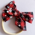 Bandeau de Noël pour bébé avec nœud à carreaux buffalo et imprimé flocon de neige - 8.5x6.5cm / Carreaux Bleus