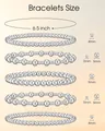 Braccialetti impilabili con perle d'argento e d'oro con pietre nere nella misura di 6,5 pollici - Argento Set da 5 pezzi 6