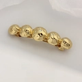 Elegant gold metal hair clip featuring five textured spheres in a sleek minimalist style - Gold Hammered Round Ball Clip