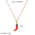 Gold stainless steel necklace with red and green chili pendant, 400mm adjustable chain - Gold Red Chili Necklace Style (TN60535-RD)