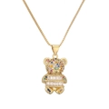 Collana con orsetto dorato con cristalli colorati e zirconi scintillanti da donna - Colorato