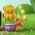Cute Capybara resin ornament with banana tree and 'Not Anxious' flower pot base - A187 Not Anxious