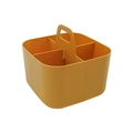 Gelbe Kunststoff-Organizerbox mit 4 Fächern und zentralem Griff für den Schreibtisch - 4 Fächer / 4-Gitter Ingwergelb