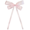 Detailed view of a soft pink ribbon hair bow with elegant satin finish on white background - Light Pink