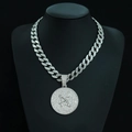 Silver iced out Cuban chain with Sagittarius zodiac medallion pendant for men - Sagittarius with 18inch Cuban Chain / Silver