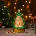Christmas tree snow globe lamp with Santa Claus landscape and glitter interior - Painted Tree Sitting Santa