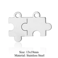 Silver puzzle piece pendant in stainless steel for DIY jewelry making, size 13x19mm - Puzzle (T931-1) / 5 Pieces / Silver