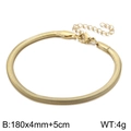 Minimalist 18k gold plated flat snake bone chain bracelet with 4mm width and 18cm length - 4mm x 18cm + 5cm / Gold