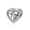 Polished 925 sterling silver heart charm with Virgo constellation zodiac engraving - Capricorn(PC1736-10)