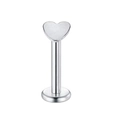Silver stainless steel labret stud with heart shaped top and flat back base piercing - Type C (Silver Heart) / Silver