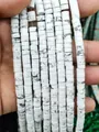 Strand of white turquoise cylinder spacer beads with natural grey marble patterns for DIY jewelry - White Howlite