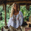 S Lavender Floral Embroidery Style