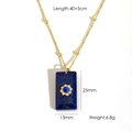 Stainless steel necklace with blue square stone pendant and gold starburst emblem - Lapis Lazuli (YTN2411200-LL)