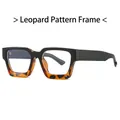 Trend square blue light blocking glasses with black and leopard print frame - Black Top/Tortoise Bottom Frame