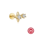 Piercing labret in argento sterling S925 placcato oro con stella in zirconia e pietre - Oro-Pezzo singolo