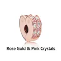 Rose gold heart charm with pink and clear pavé stones and side cutout details - Rose Gold with Pink Stone