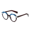 Retro polygon sunglasses with deep burgundy and blue geometric color-blocking design - Blue Wine Red Frame